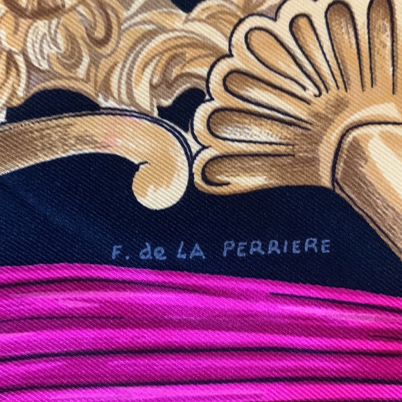 Hermes Paris Etriers 90 Black and Pink Stirrups Scarf - Picture 6 of 10